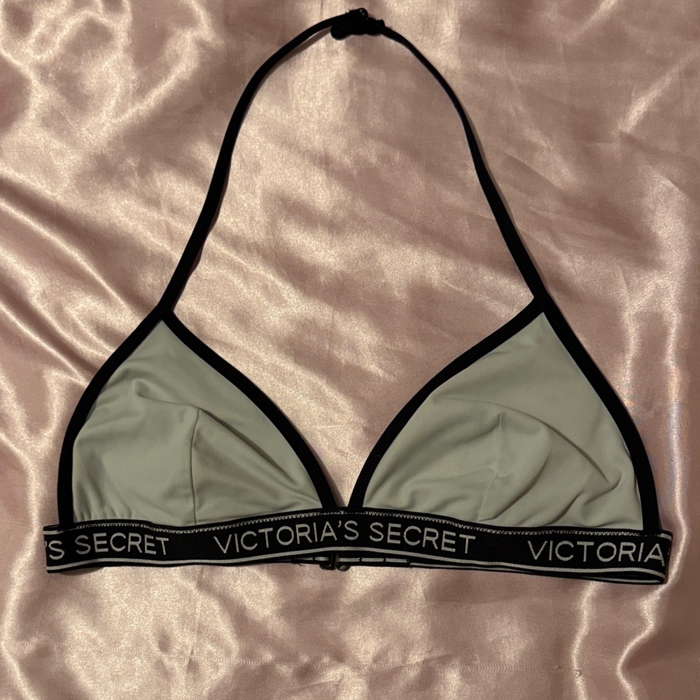 Victoria's Secret Black and Cream Halter swim top